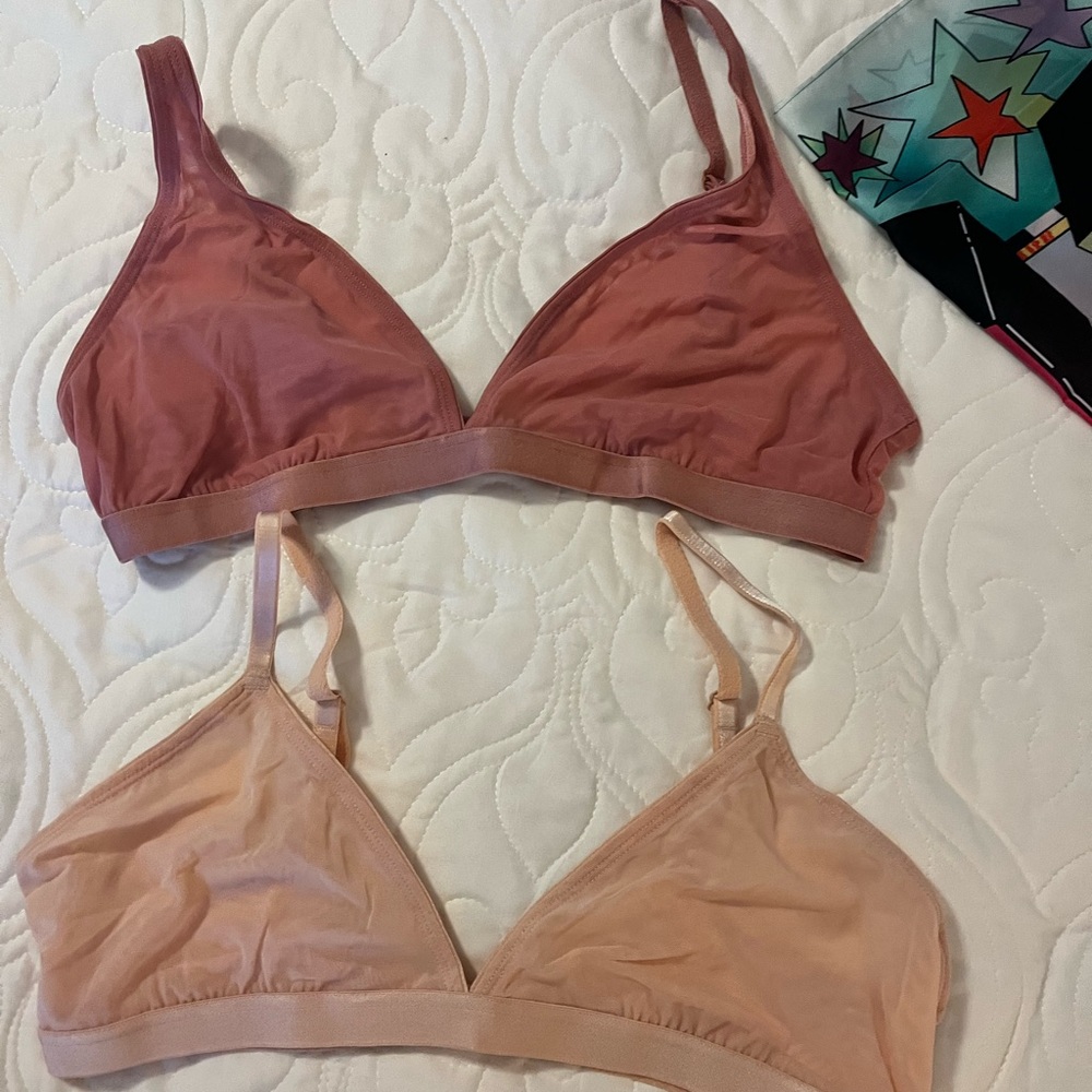 Silky Mesh Plunge bralette and Triangle Bralette